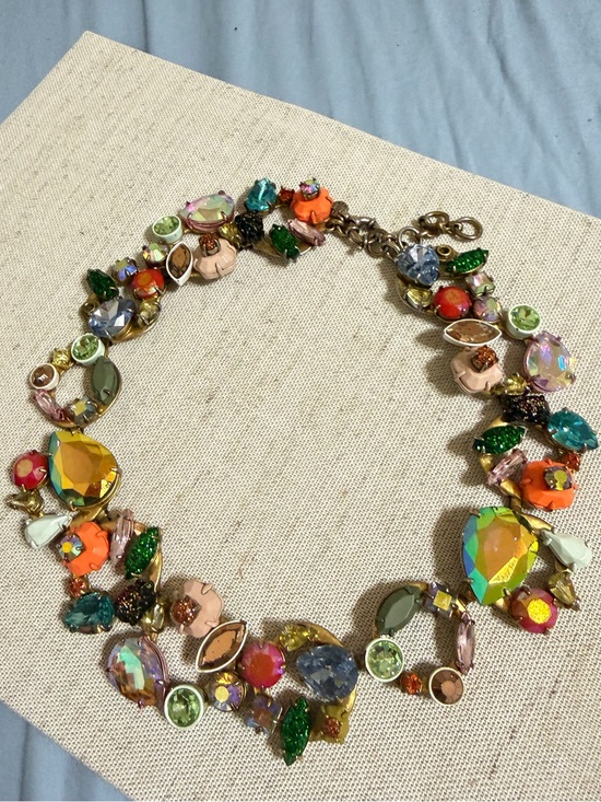 J. Crew Jewelry - J. Crew Multicolor Crystal Wreathe Floral Brulee Statement Necklace